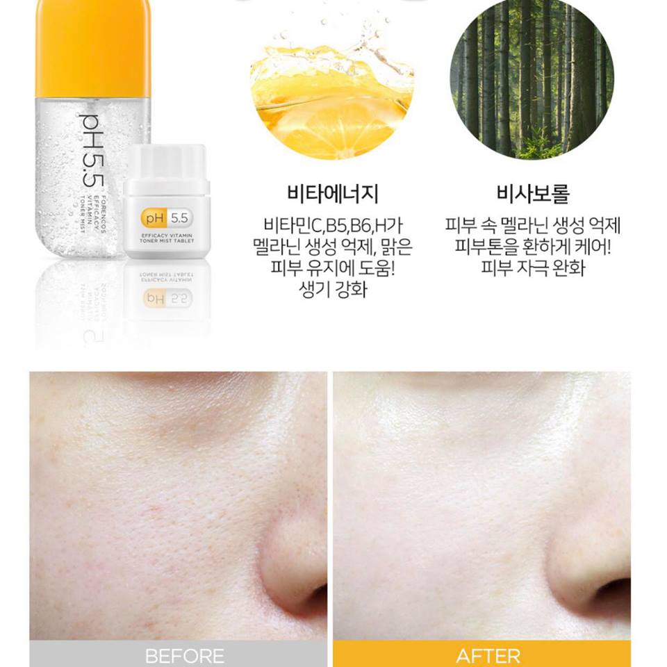 Toner nước hoa hồng dạng viên sửi Forencos pH 5.5 Efficacy Toner Mist