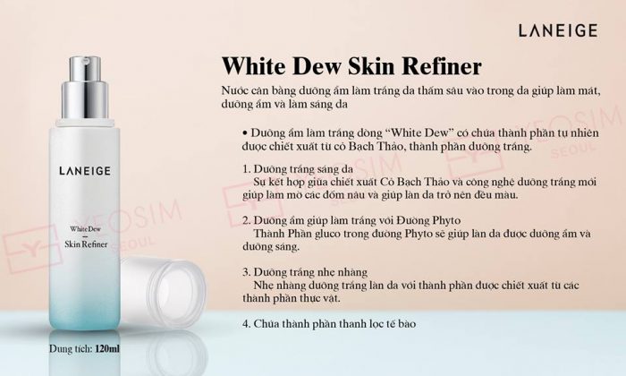 Nước cân bằng da Laneige White Dew Skin Refiner