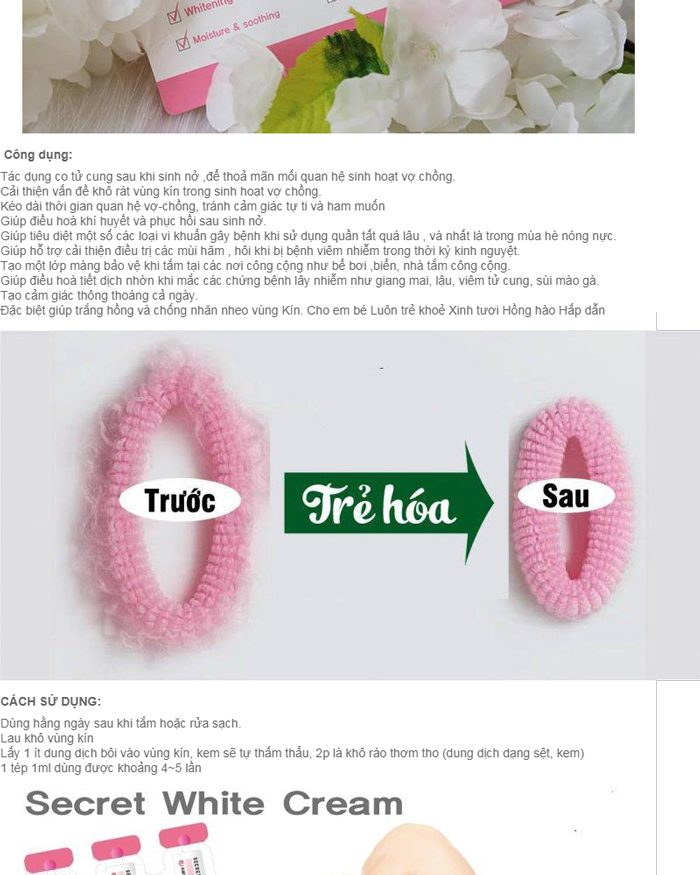 Dung dịch làm hồng se khít vùng kín Amusecos Secret White Cream Rose oil