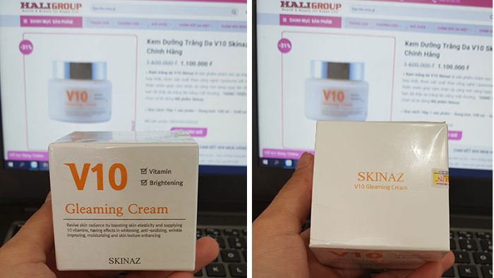 kem duong da v10 gleaming skinaz 8