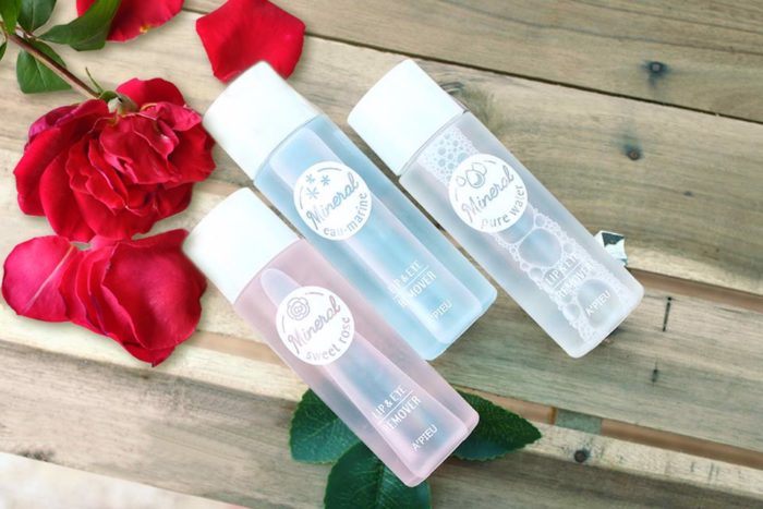tay trang mat moi apieu mineral lip eye remover sweet rose 8
