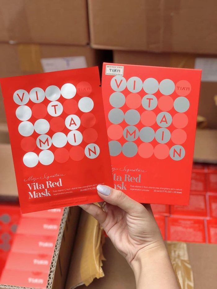 Mat na duong trang da Vitamin C Tiam Vita Red Mask 4