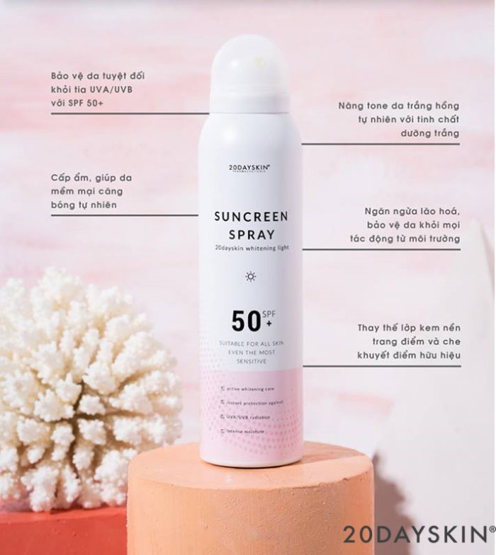 Xit Chong Nang Trang Da 20DaySkin SunScreen Spray 4