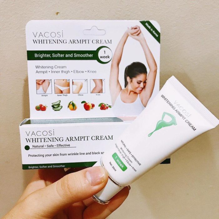 kem lam trang vung da duoi canh tay vacosi whitening armpit cream 11