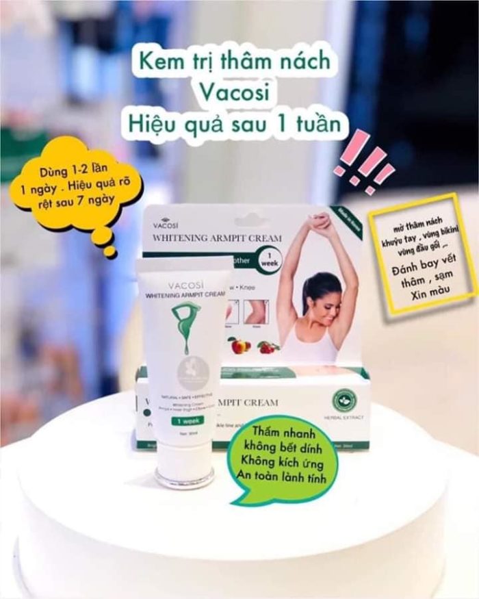 kem lam trang vung da duoi canh tay vacosi whitening armpit cream 4