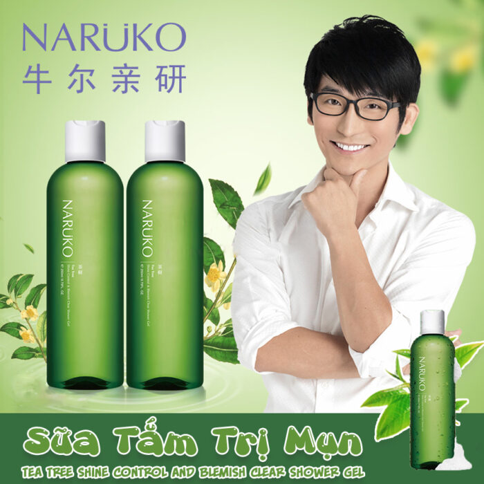 sua tam tri mun tram tra naruko tea tree shine control blemish clear shower gel 1