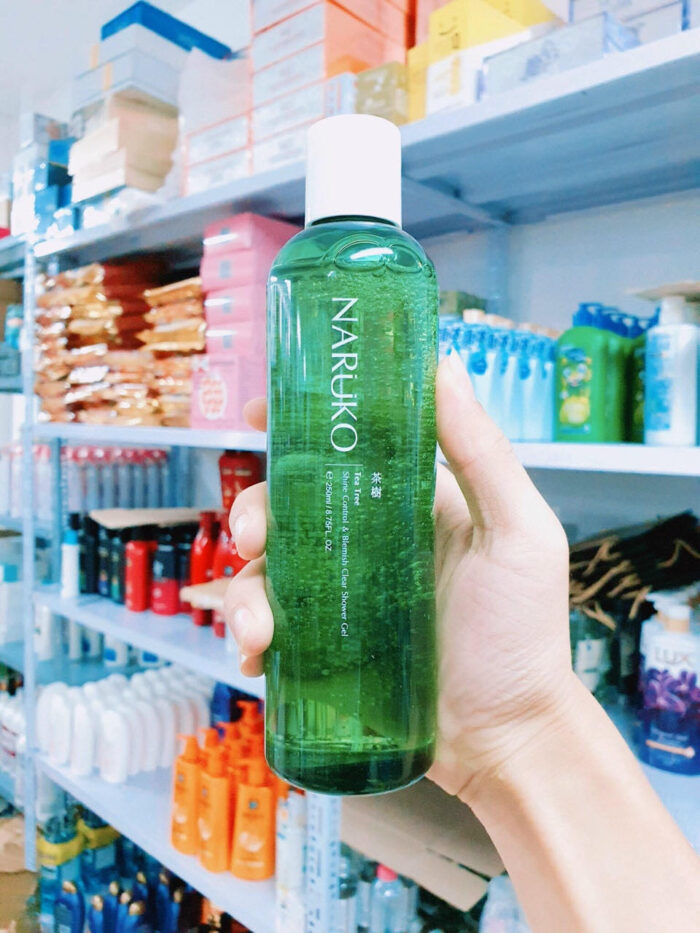 sua tam tri mun tram tra naruko tea tree shine control blemish clear shower gel 12