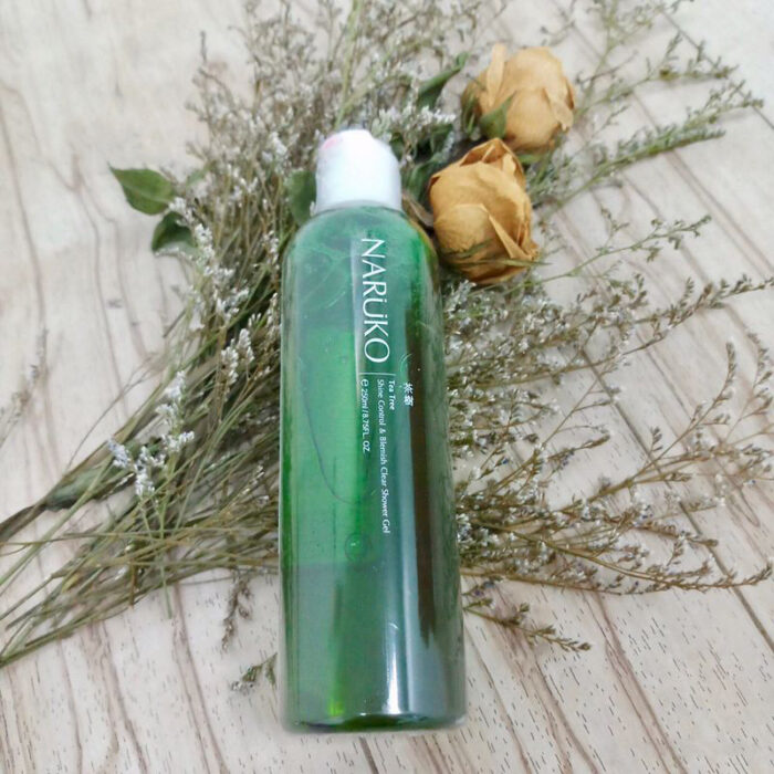 sua tam tri mun tram tra naruko tea tree shine control blemish clear shower gel 3