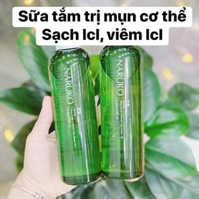 sua tam tri mun tram tra naruko tea tree shine control blemish clear shower gel 5