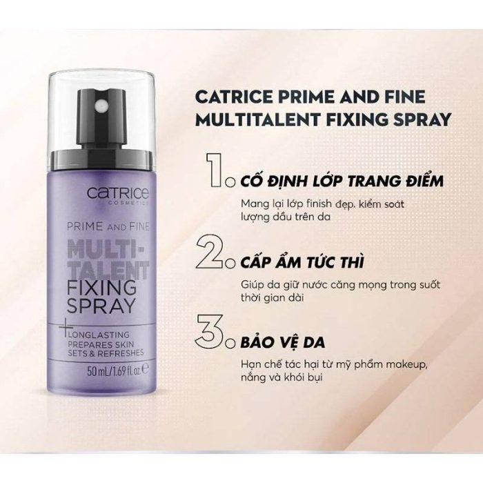 Xịt Khoáng Khóa Nền Catrice Prime And Fine Multitalent Fixing Spray