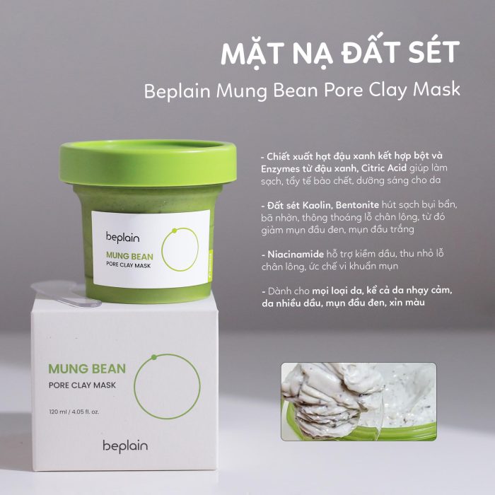 Mặt nạ đất sét Beplain Mung Bean Pore Clay Mask