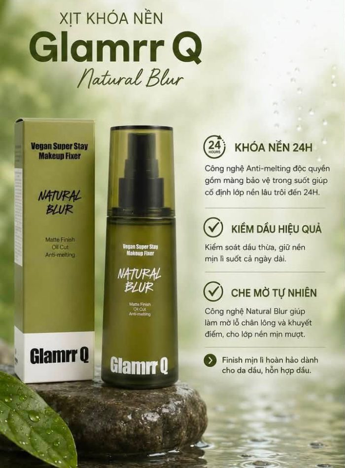 Xịt Khóa Nền Glamrr Q Vegan Super Stay Makeup Fixer