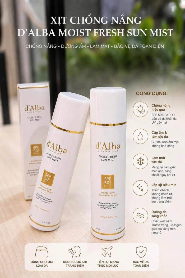Xịt Chống Nắng Dalba Moist Fresh Sun Mist SPF50+