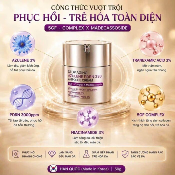 Kem dưỡng Jvelyn Stop Aging Azulene PDRN 333 Ampoule Cream