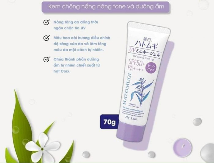 kem chong nang nang tone va lam sang da hatomugi spf50 pa 2